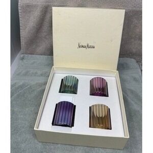 Parisevetro Neiman Marcus Italian Blown Glass Napkin Rings Set of 4 Iridescent